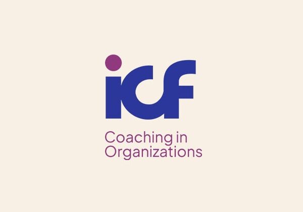 ICF Coaching in Organizations purple logo highlighting leadership and team coaching.