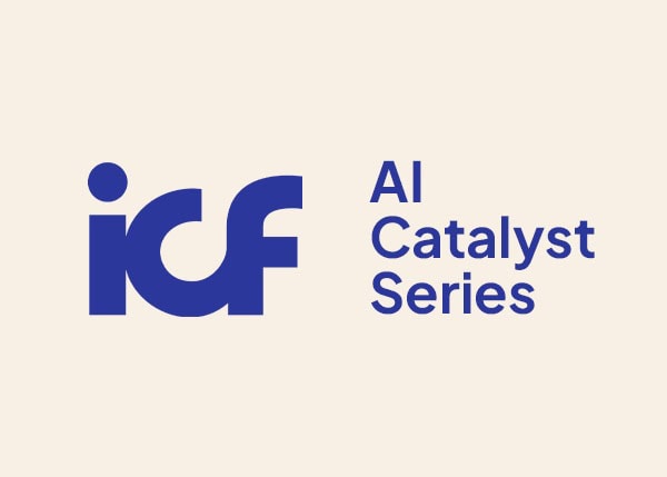 ICF AI Catalyst Series logo highlighting expert-led discussions on artificial intelligence (AI) for coaches.