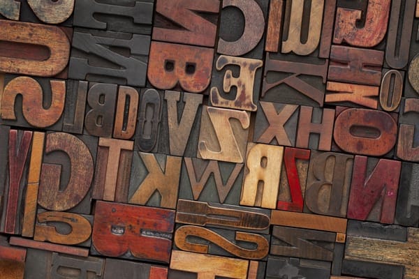 random arrangement of letterpress letters