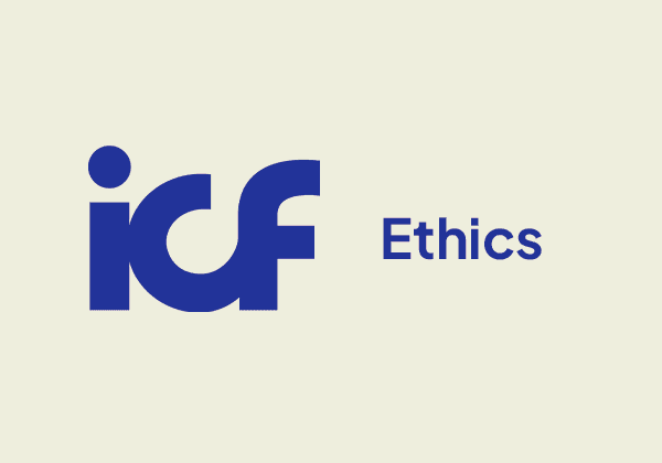 ICF Ethics logo representing commitment to ethical coaching practices.